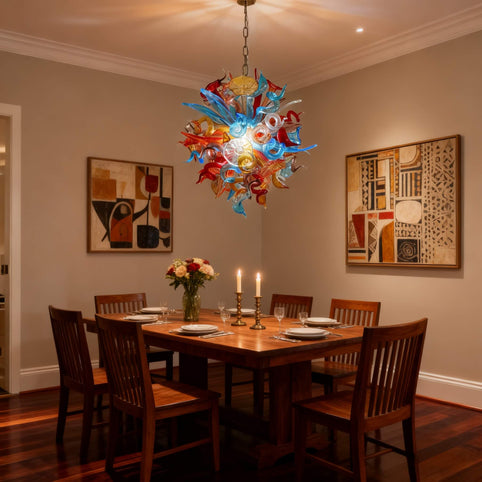 Chihuly style hand blown glass lighting