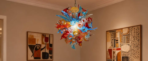 chihuly style blown glass chandelier