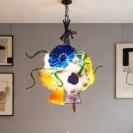 blown glass flower chandelier