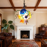 blown glass flower chandelier