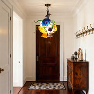 blown glass flower chandelier