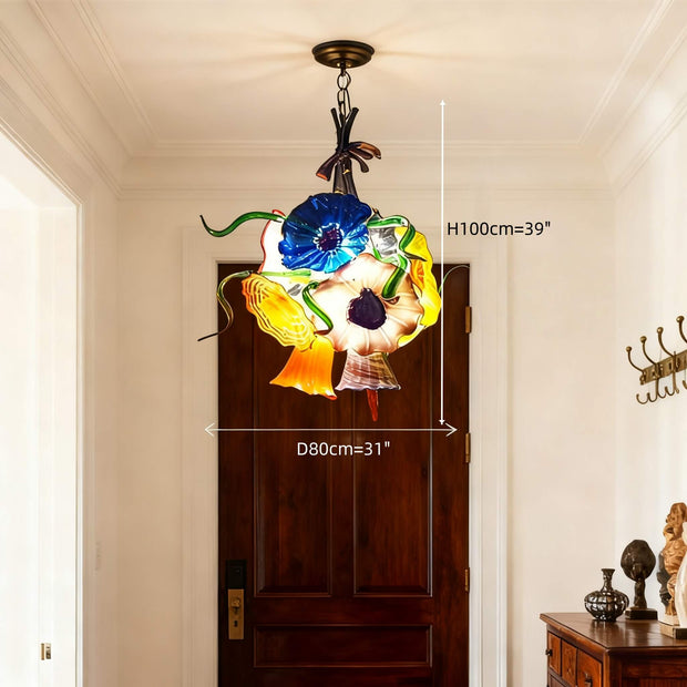 blown glass flower chandelier