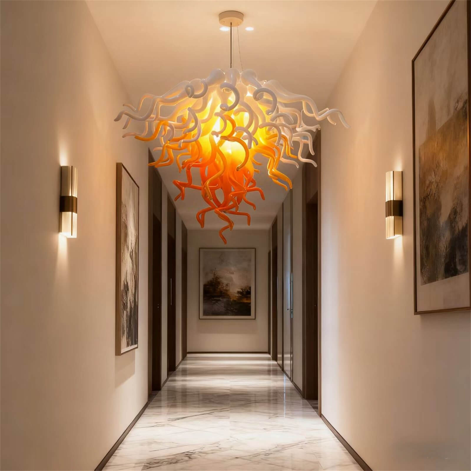 Blown glass chandelier