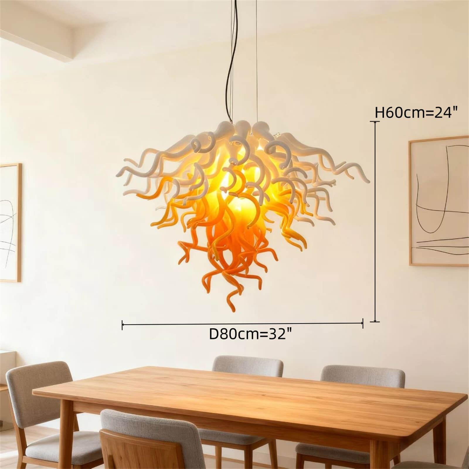 Blown glass chandelier