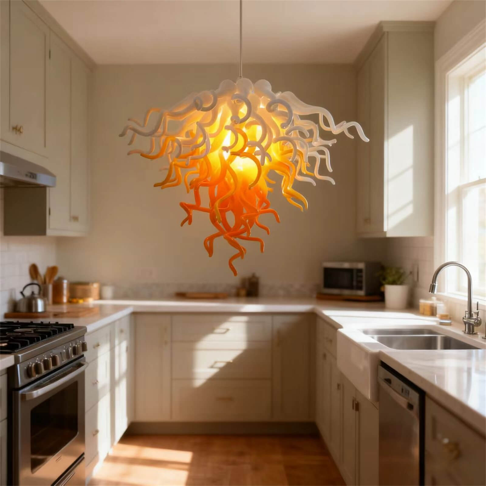 Blown glass chandelier