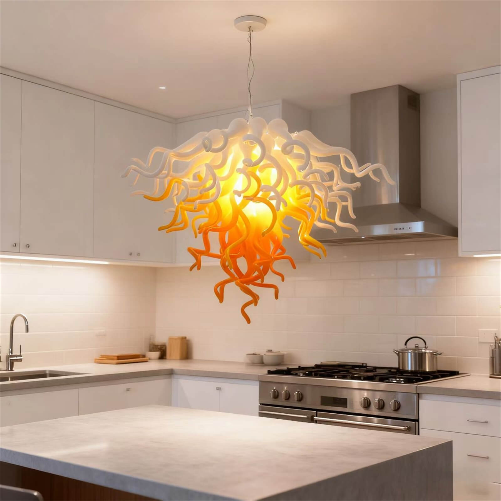 Blown glass chandelier