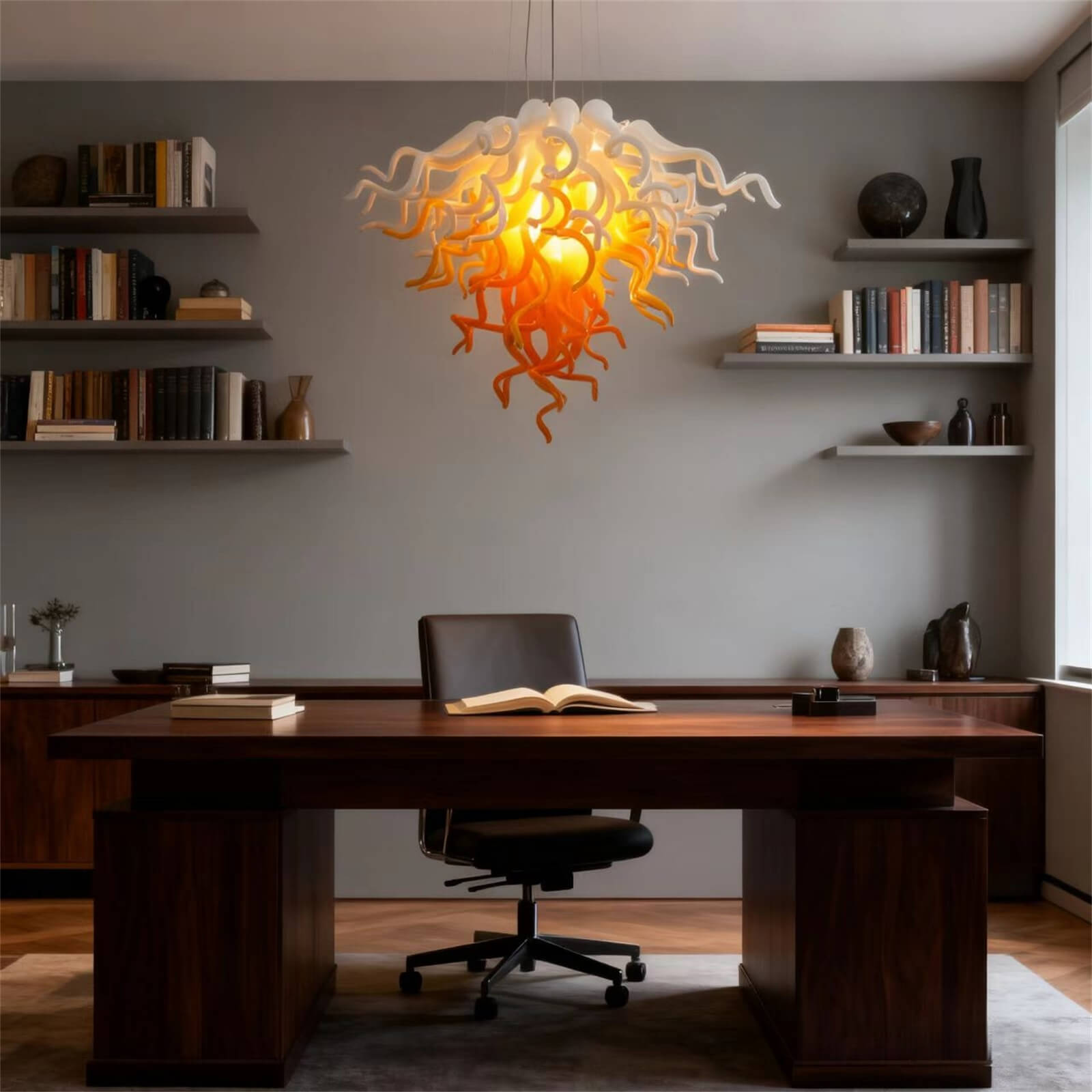 Blown glass chandelier