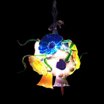 Multicolor hand made art blown glass flower chandelier