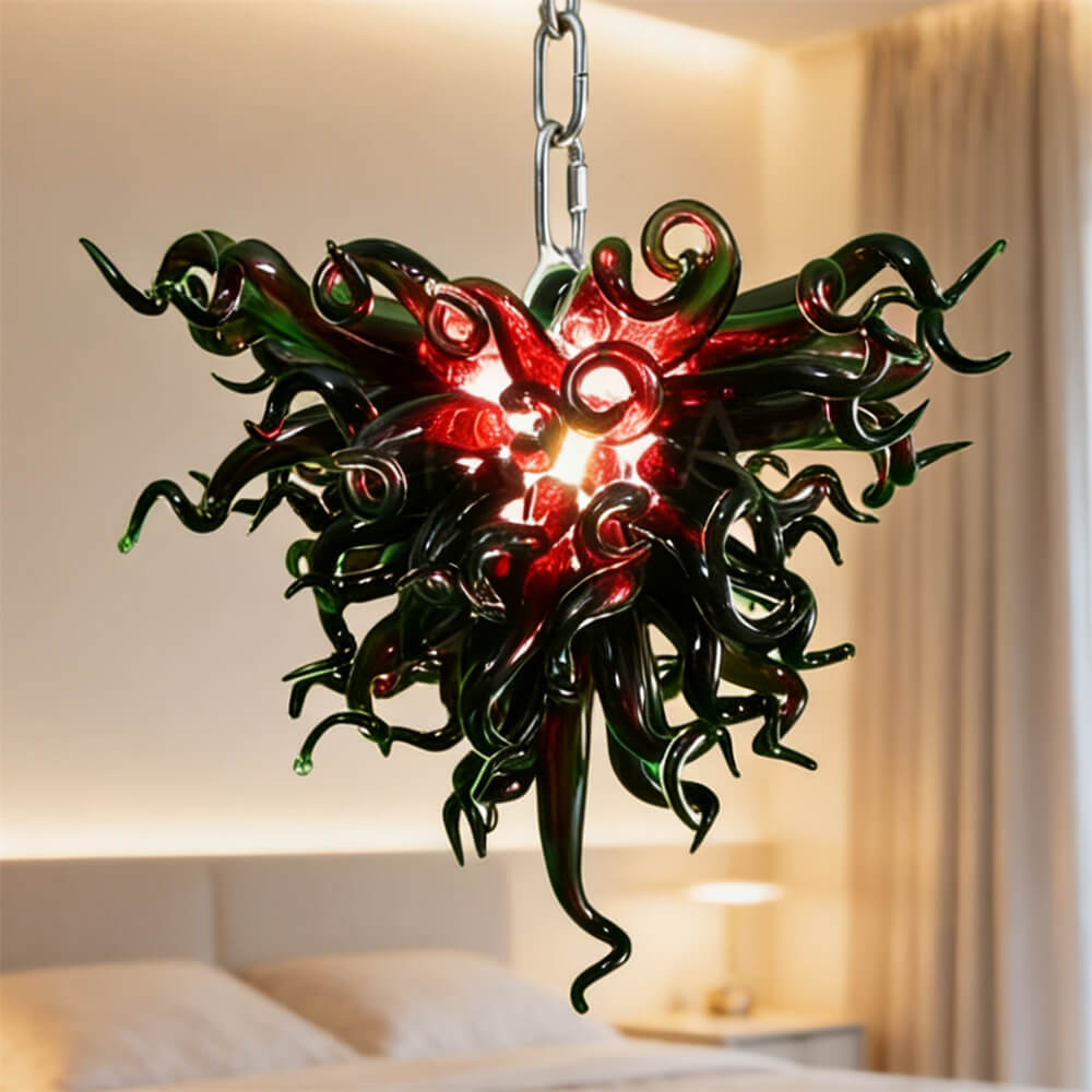 Mini modern style glass chandeier dark purple color