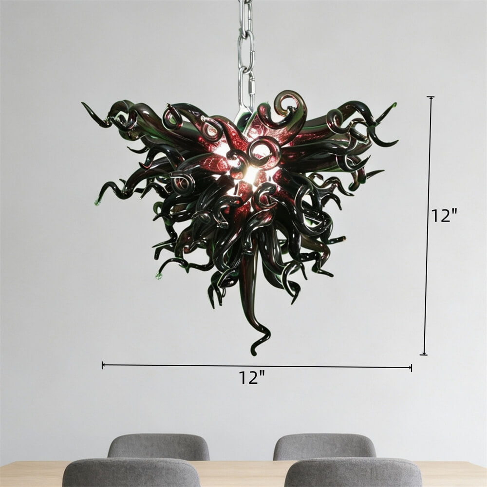 Mini modern style glass chandeier dark purple color