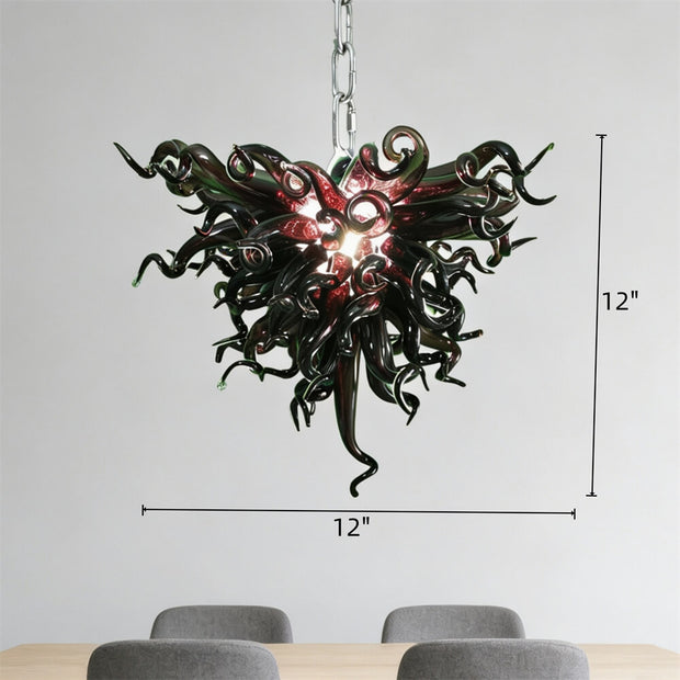 Mini modern style glass chandeier dark purple color