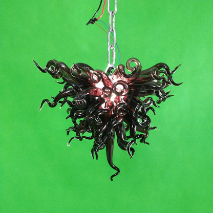 Mini modern style glass chandeier dark purple color
