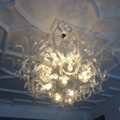 Hand made blown glass clear chandelier hotel decoration