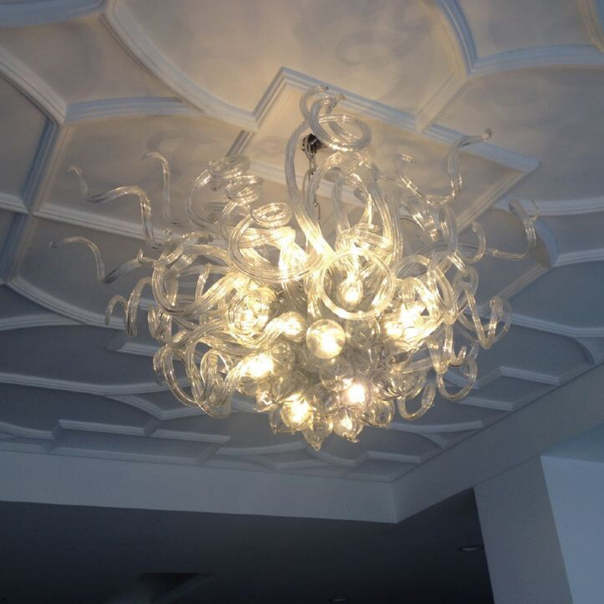 Hand made blown glass clear chandelier hotel decoration