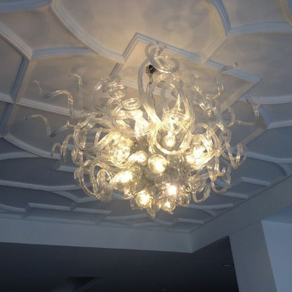 Hand made blown glass clear chandelier hotel decoration
