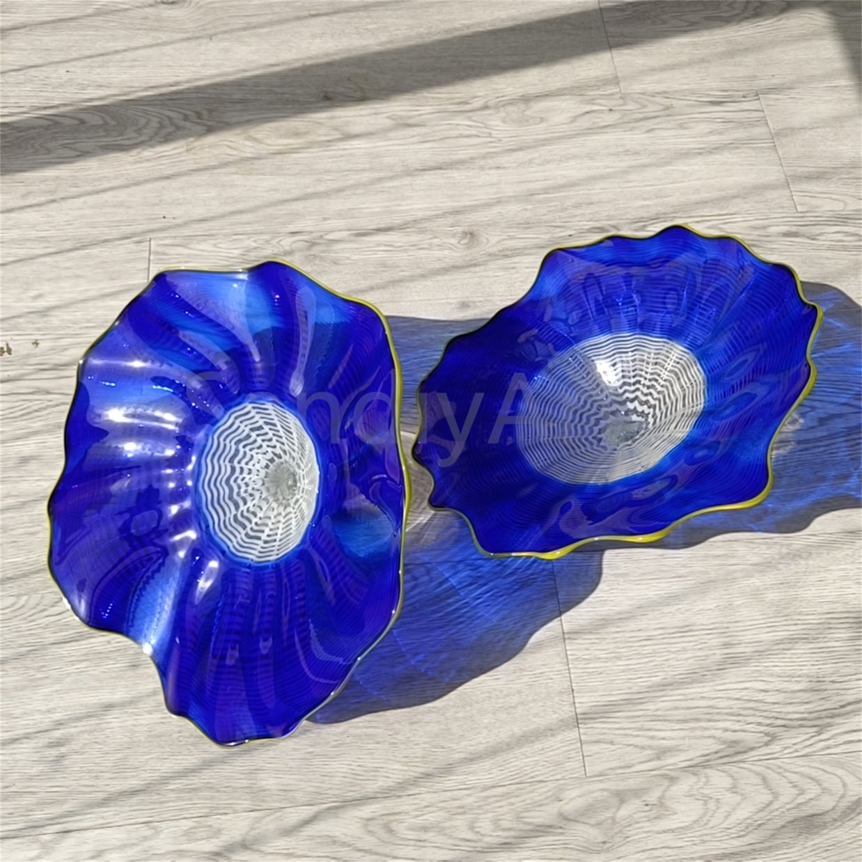 Inspired Chihuly glass bowl blue color custom design