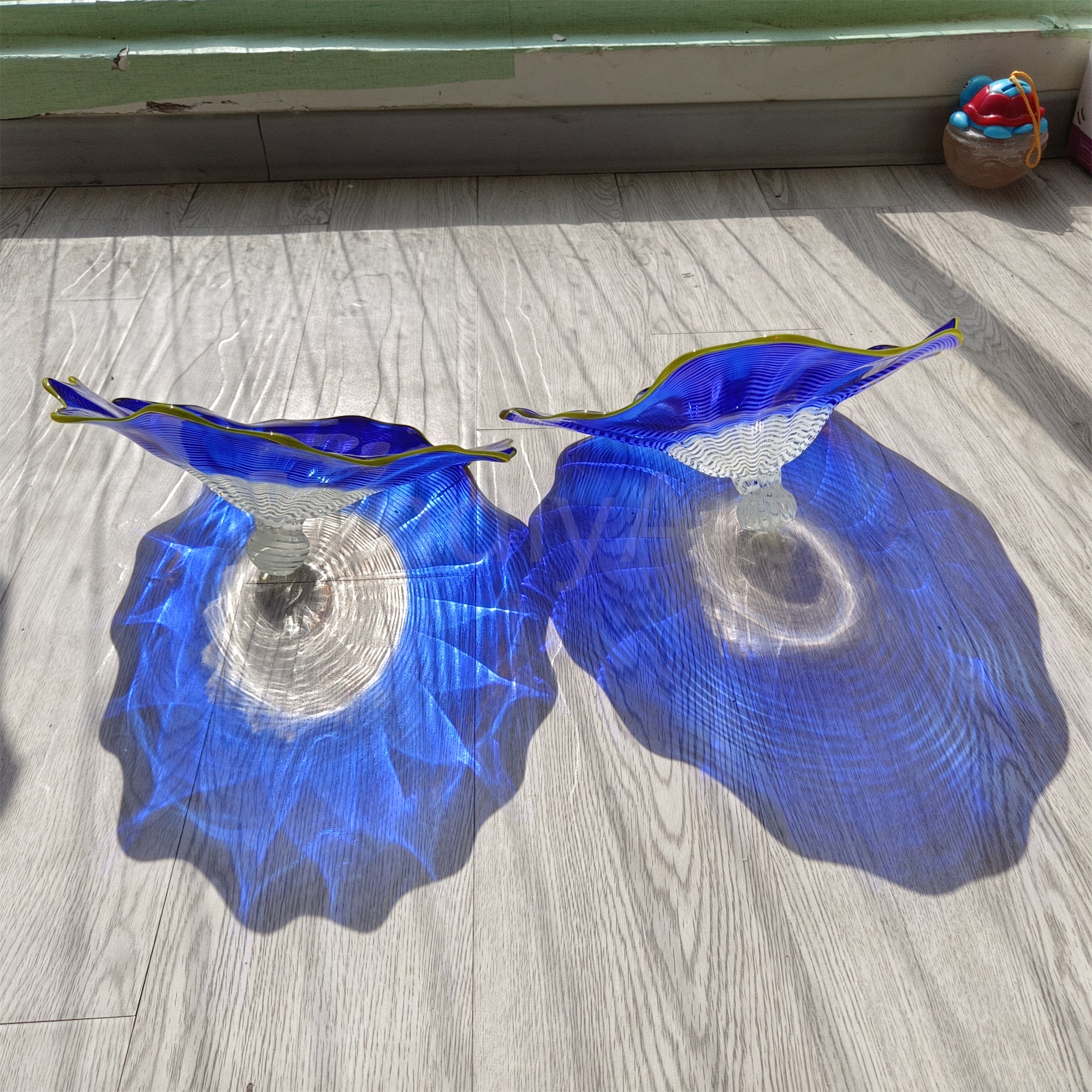 Inspired Chihuly glass bowl blue color custom design