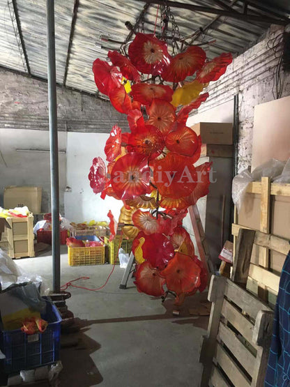 Big hotel project glass chandelier flower modern style custom design