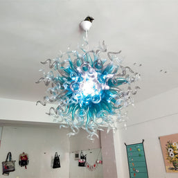 Amazing Blue gradient clear mixed grey color blown glass chandelier custom for sale