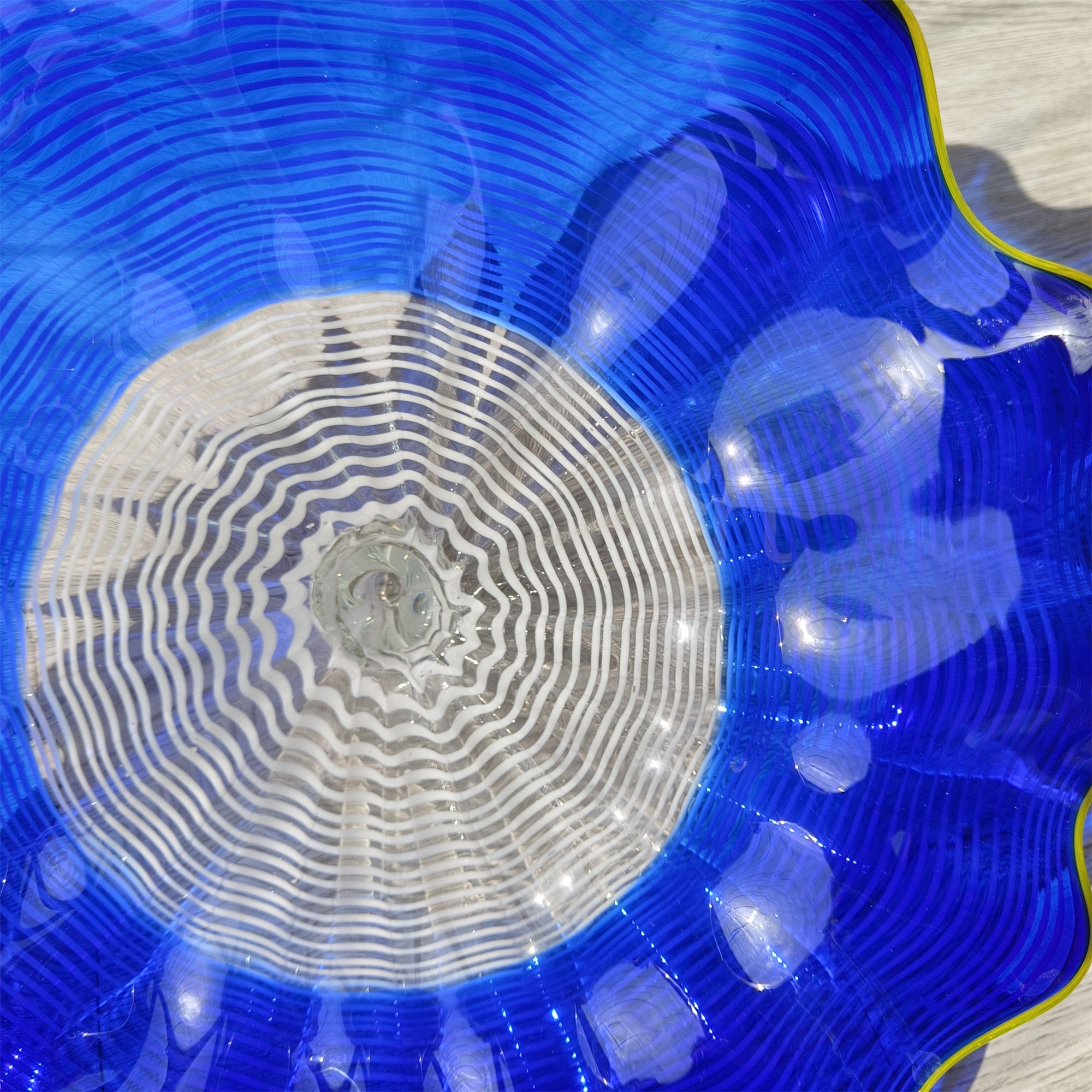 Inspired Chihuly glass bowl blue color custom design