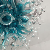 Amazing Blue gradient clear mixed grey color blown glass chandelier custom for sale