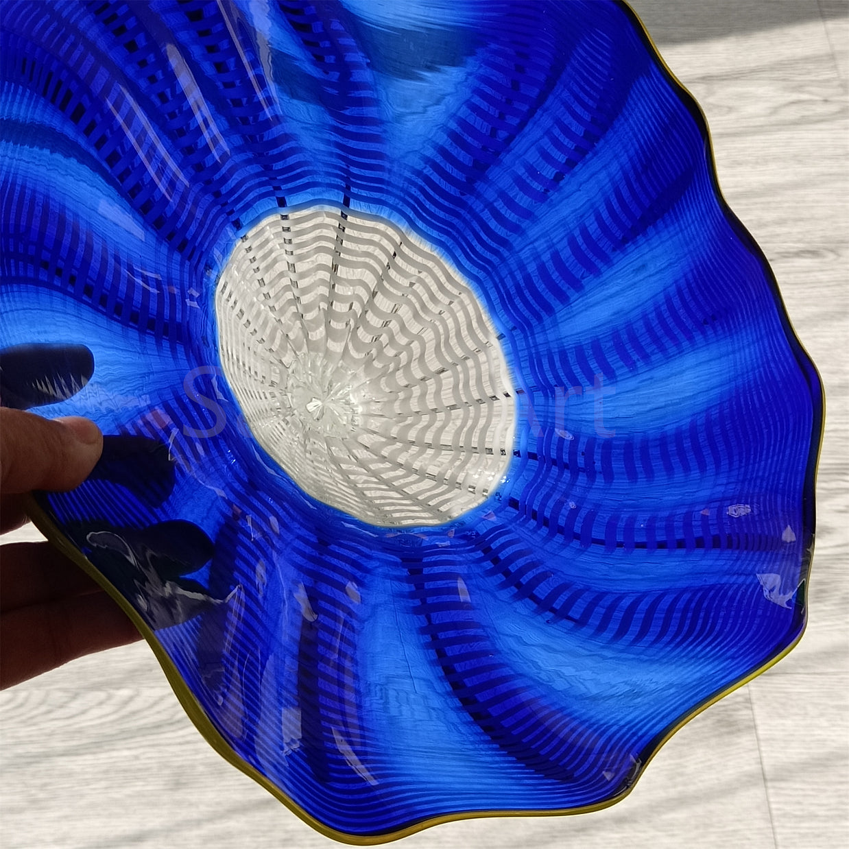 Inspired Chihuly glass bowl blue color custom design