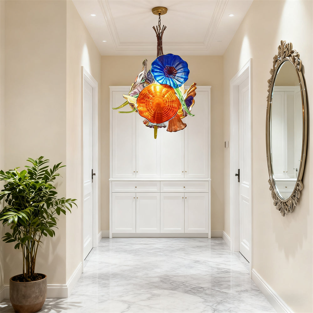 blown glass floral chandelier