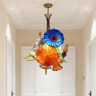 blown glass floral chandelier