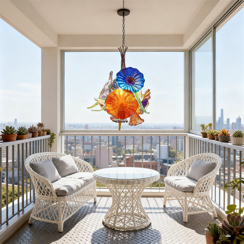 blown glass floral chandelier