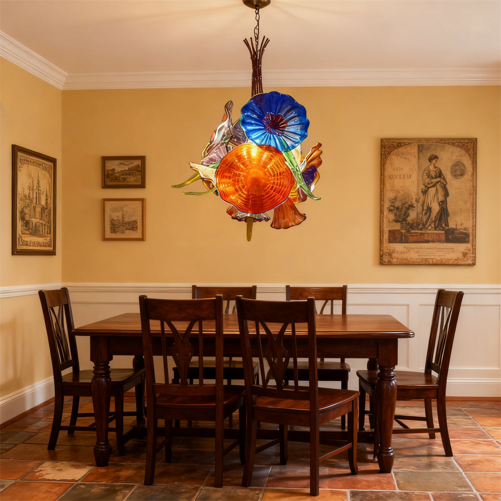 blown glass floral chandelier