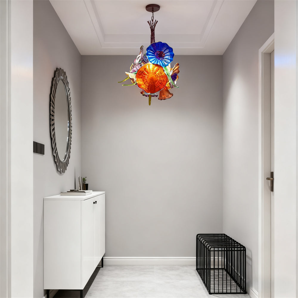 blown glass floral chandelier