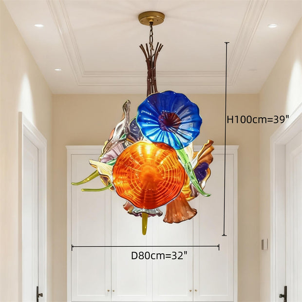 blown glass floral chandelier
