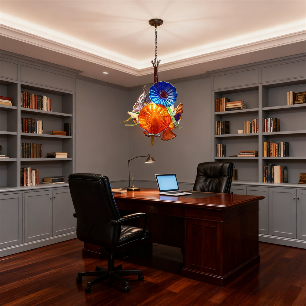 blown glass floral chandelier