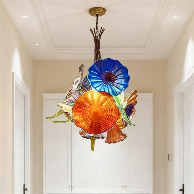 blown glass floral chandelier