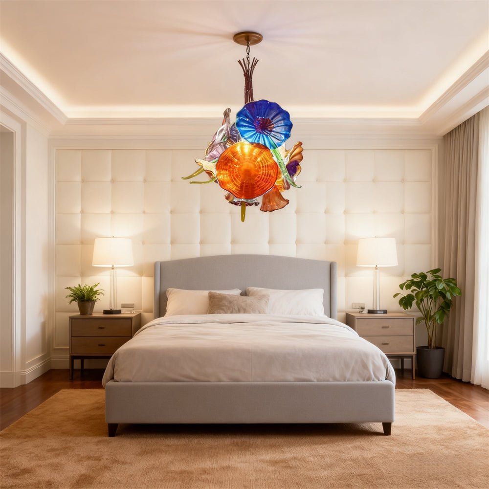 blown glass floral chandelier