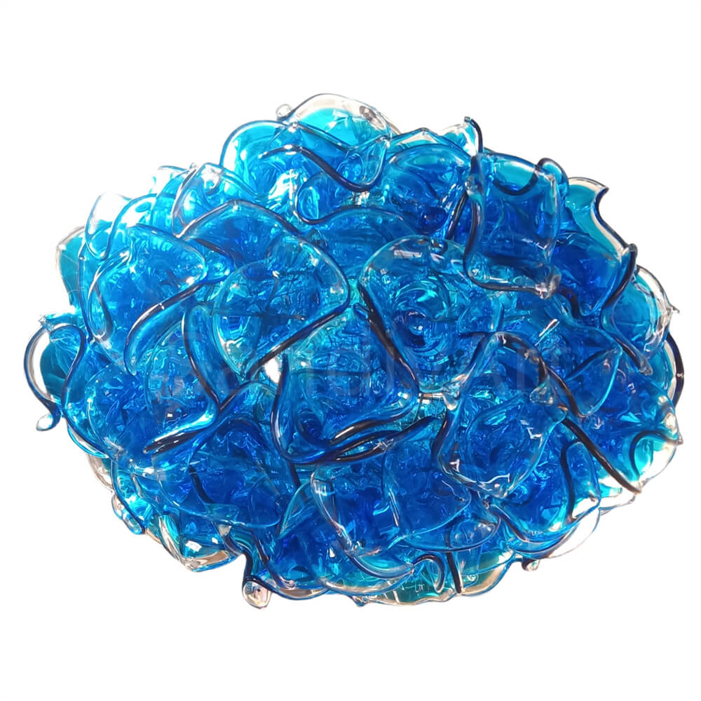 Special design hand made DIY blown glass blue flower chandelier