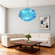 Special design hand made DIY blown glass blue flower chandelier
