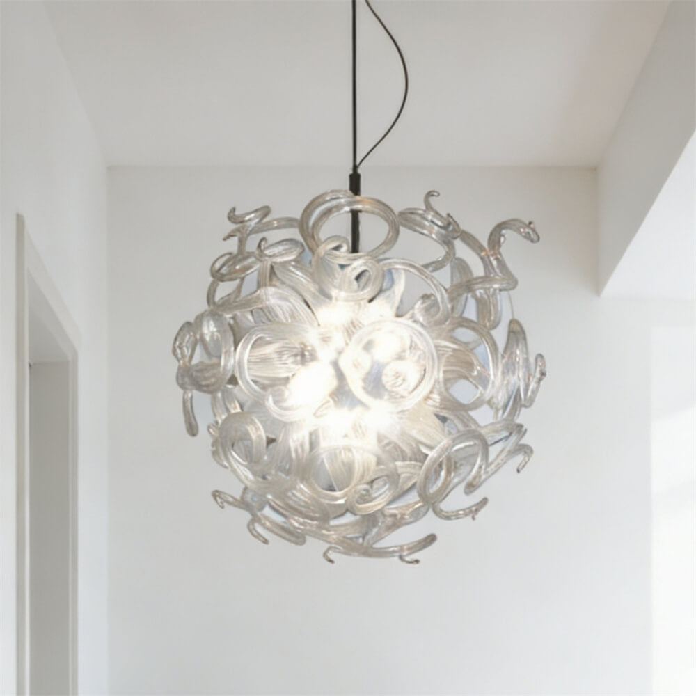Round shape hand made clear glass chandelier lighting art