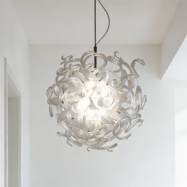 Round shape hand made clear glass chandelier lighting art