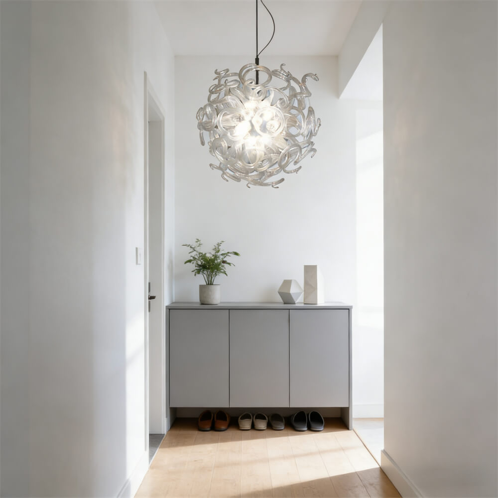 Round shape hand made clear glass chandelier lighting art