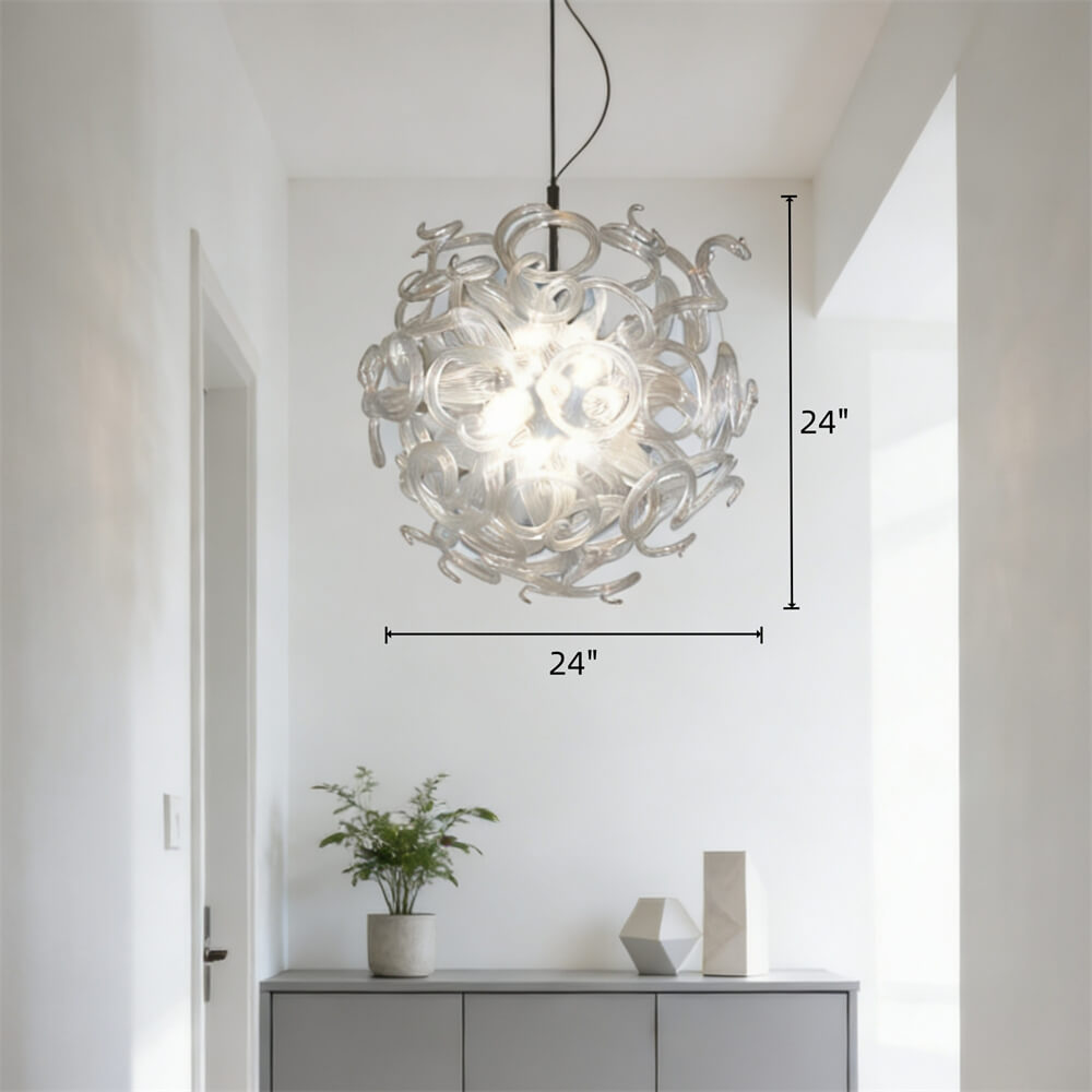 Round shape hand made clear glass chandelier lighting art