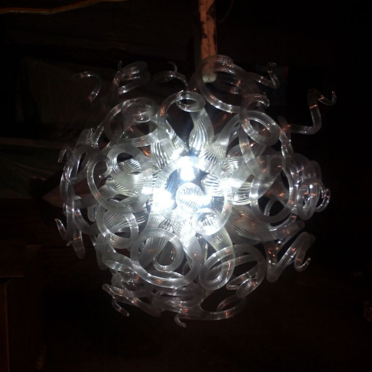 Round shape hand made clear glass chandelier lighting art
