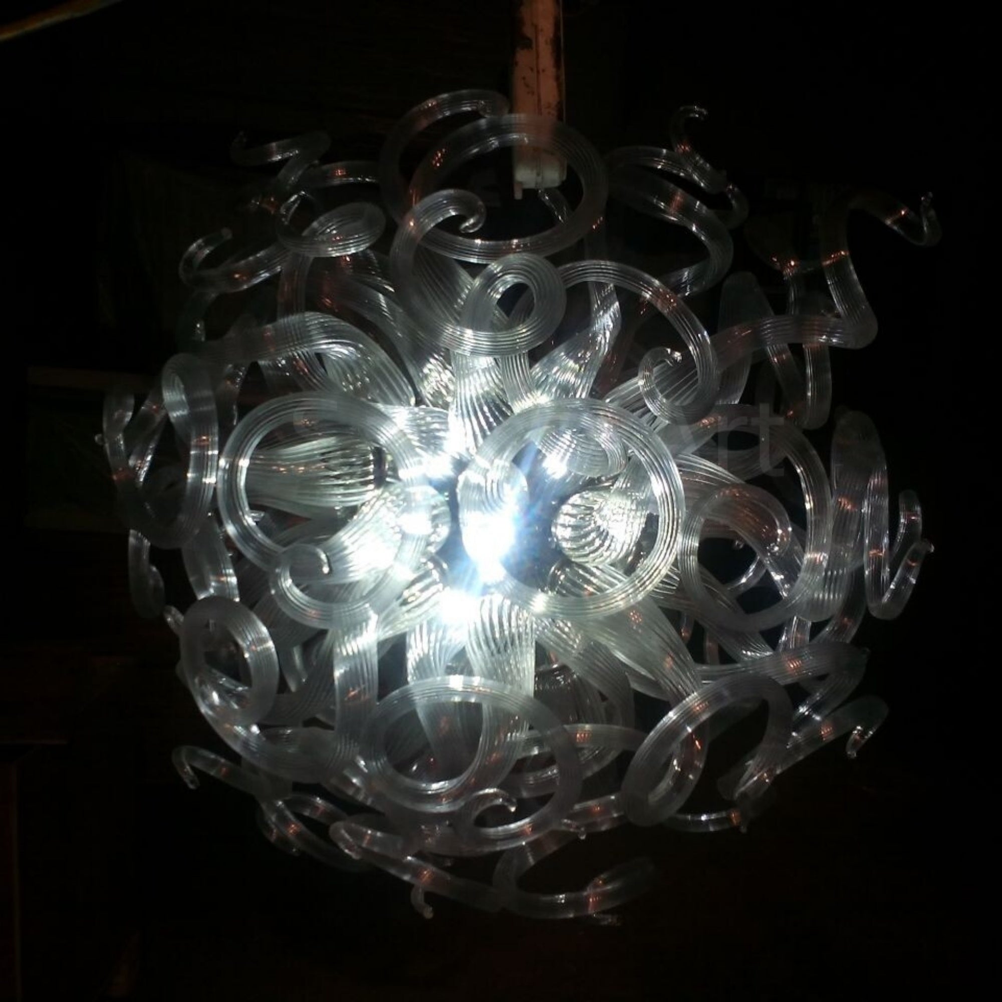 Round shape hand made clear glass chandelier lighting art