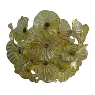 Amber color hand made blown glass flower chandelier home decoration