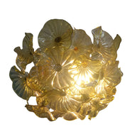 Amber color hand made blown glass flower chandelier home decoration
