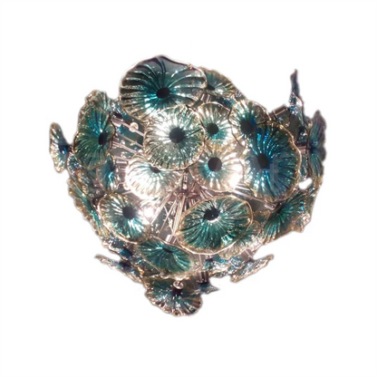 Blue blown glass flower ligthing modern design art