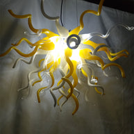 Yellow and white clear mouth blown glass lighting dinging room decoration