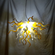 Yellow and white clear mouth blown glass lighting dinging room decoration
