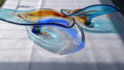 Inspired Chihuly Persian plate rainbow color hand made glass art