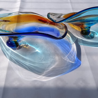 Inspired Chihuly Persian plate rainbow color hand made glass art